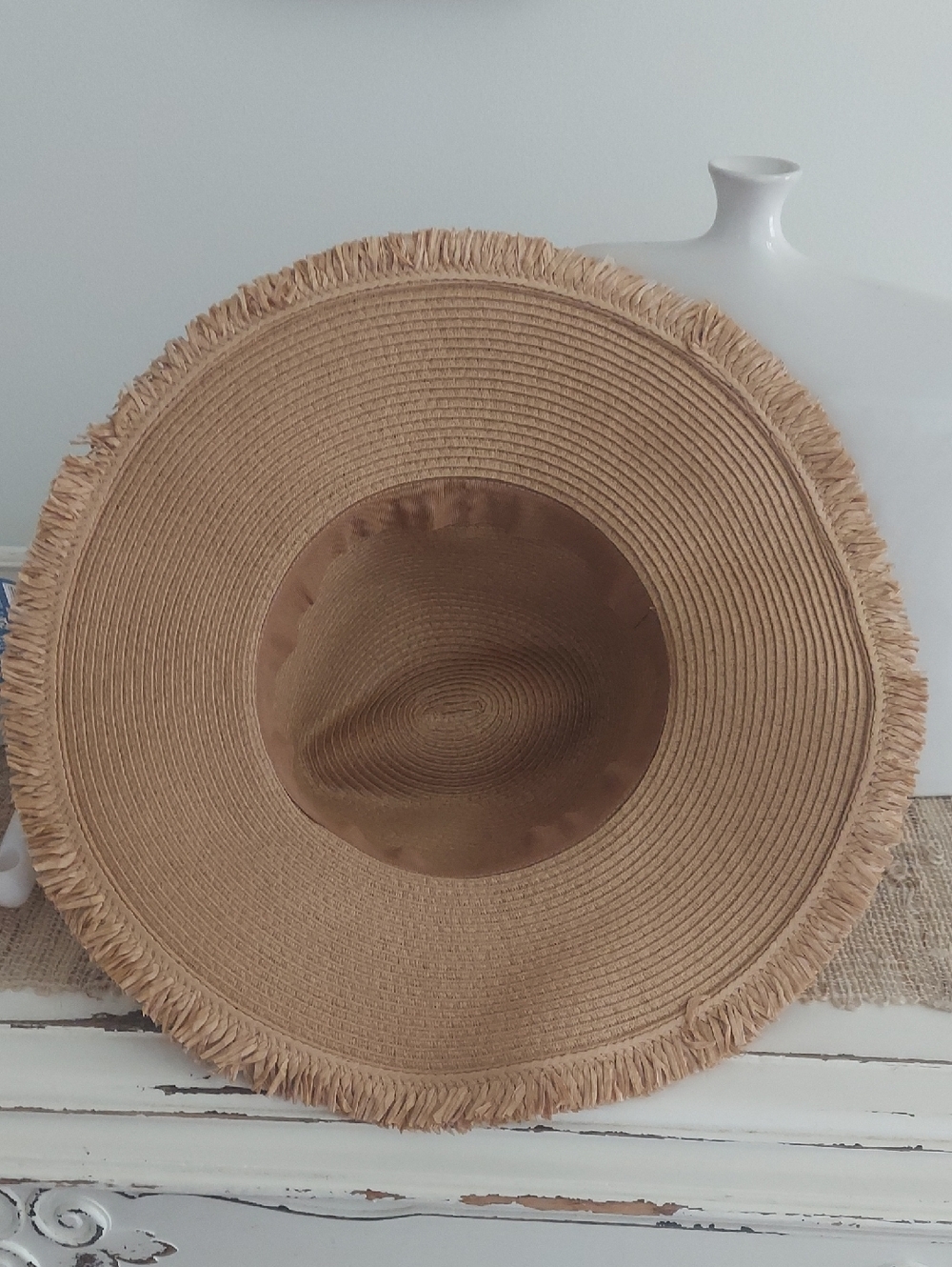 Leopard Print Straw Sun Hat in Tan and Black Nwot - Picture 4 of 4